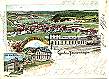 Litho von Immendingen, ungelaufen, mit Bahnhof, Falken und Postamt